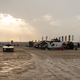 The bivouac on an early morning at the 2023 Dakar Rally.